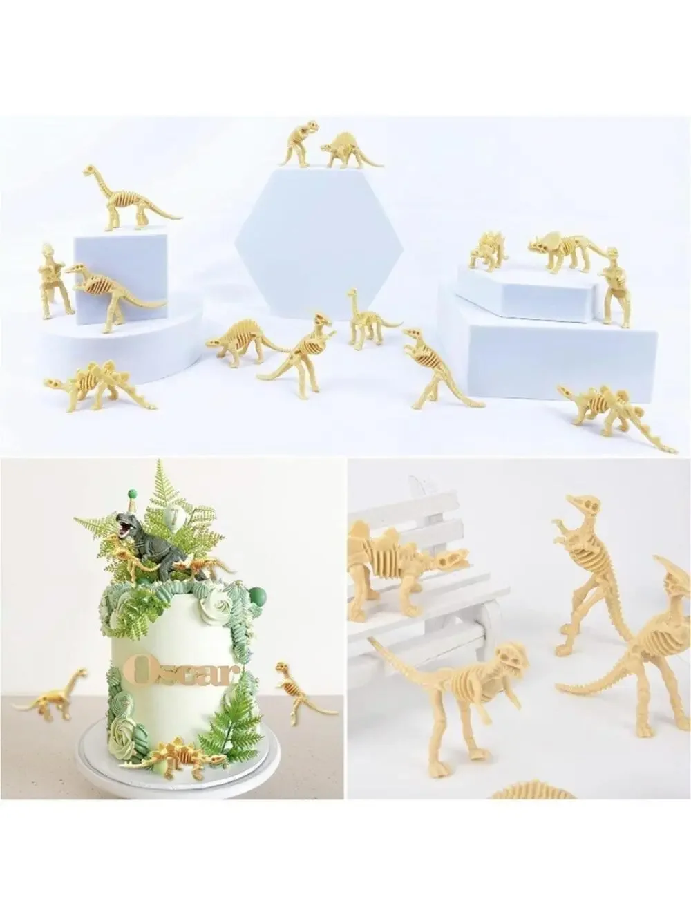 60pc T Rex Triceratops Dinosaurs Cake Toppers Kids Party Decor Play Set NEW